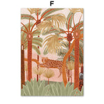 tableau peinture léopard et palmier