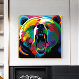 tableau multicolore d’un grizzli