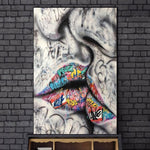 Tableau bouche à bouche graffiti