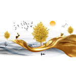 tableau peinture dorée d’un arbre