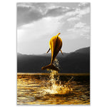 Golden Ocean Life Landscape Sailing Boat Dolphin Wall Art 
