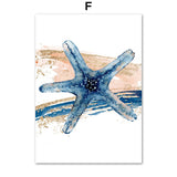 Starfish Seahorse Whale Jellyfish Shell Marine life Poster 