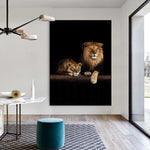 tableau lion et lionne africain