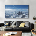 tableau sommet montagne rocher et nuages