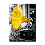tableau vintage enceinte noire et jaune