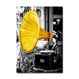 tableau vintage enceinte noire et jaune