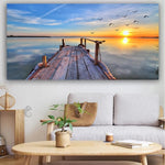 tableau pont en bois sur la mer