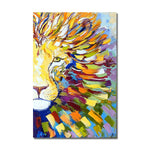 tableau moderne lion multicolore