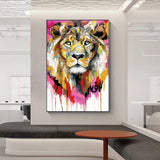 cadre lion 1 pièce Abstrait coloré