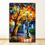 Affiche arbre multicolore et lampadaire