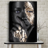 tableau femme noir feuille d’or