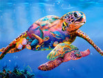 Tableau photo tortue multicolore
