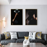 tableau moderne femme chapeau noir