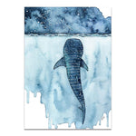 Watercolor Sea Animals Posters Nordic Style Whale Canvas 