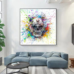 tableau skull explosion de peinture