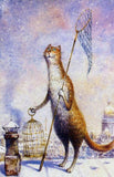 tableau peinture chat guitariste