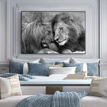 cadre lion 1 pièce Couple noir et blanc