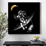 tableau noir et blanc astronaute parachute