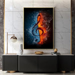 tableau note de musique en feu