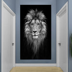 tableau photo noir et blanc lion yeux verts