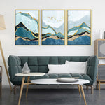 tableau peinture montagne bleue