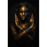 tableau femme noir bijoux en or