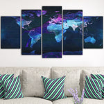 cadre carte du monde bleue et violette