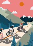 Affiche vintage vélo route de montagne