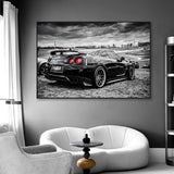 tableau surper car en noir et blanc