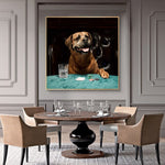 tableau golden qui joue au poker