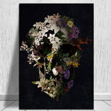 tableau crâne abstrait fleuri