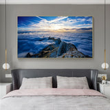 tableau sommet montagne rocher et nuages
