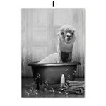 tableau baignoire lama noir et blanc