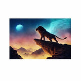 tableau lion avec un ciel magique