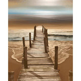 tableau plage chemin de sable coucher de soleil