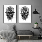 tableau skull fond blanc