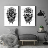 tableau skull fond blanc