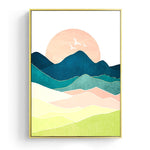 tableau peinture montagne lune beige