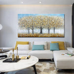 tableau peinture 3 arbres en or
