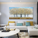 tableau peinture 3 arbres en or
