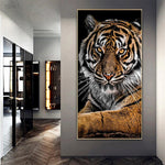 tableau roi de la savane fond noir