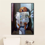 tableau chien qui li un journal