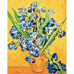 Affiche abstrait Van Gogh fleurs fond bleue