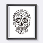 tableau skull mexicain fond blanc