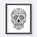 tableau skull mexicain fond blanc