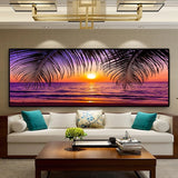 tableau plage ciel rose