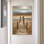 tableau plage et pont en bois cassé