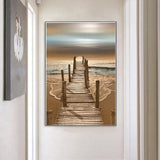 tableau plage et pont en bois cassé