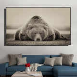 tableau photo d’un ours en noir et blanc