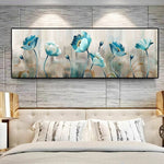 tableau peinture abstraite fleurs bleues